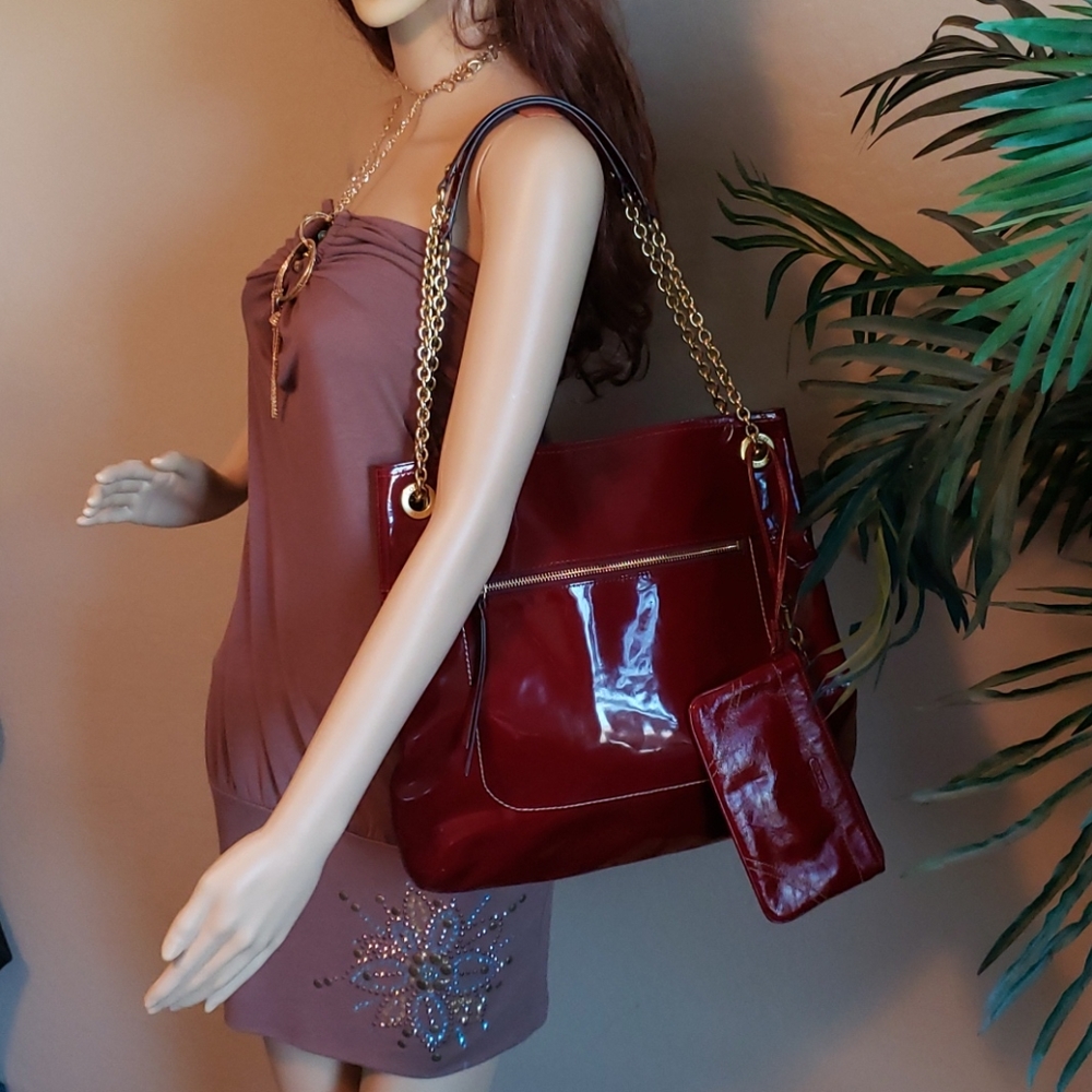 Coach Poppy Patent Leather Slim Tote Handbag Purse